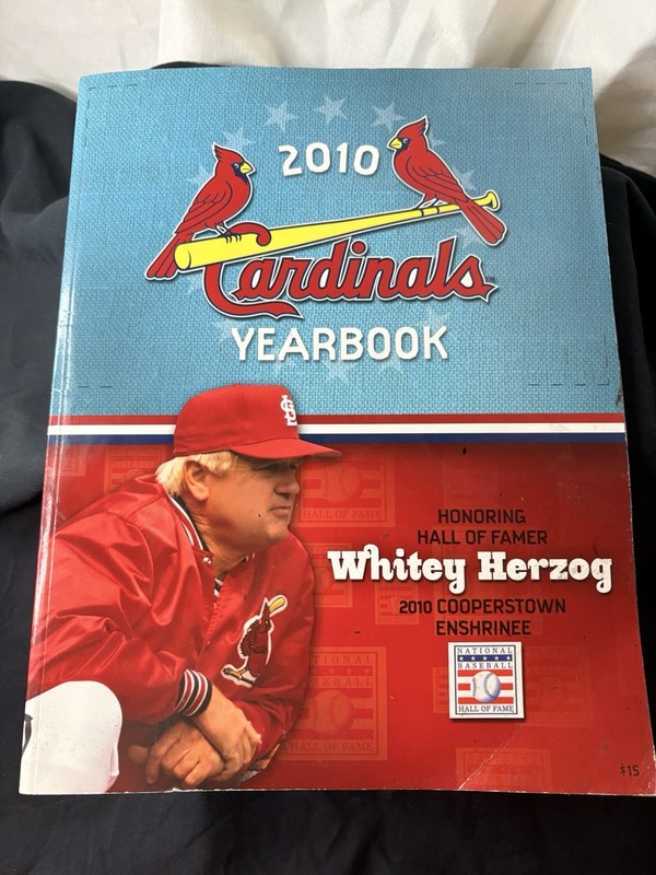 2010 St. Louis Cardinals Yearbook Honoring Whitey Herzog Cooperstown