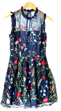 City Studio Juniors Embroidered Ruffle Trim Prom Dress Knee Length Sz8 Fit Flare