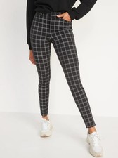 Old Navy Women's Pants Pixie High Rise Secret Slim Pockets Black Plaid Size 0