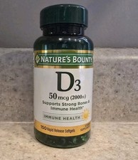 Nature's Bounty D3 50mcg 2000IU 150 RAPID RELEASE SOFTGELS Exp. 01/2027 NEW