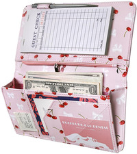 Cute Server Book for Waitress with Pen Holder, Zipper & Magnetic Pocket