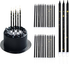 Geburtstagskerzen Set schwarz gold 24 Stück, Tortenkerzen, Kinder & Erwachsene