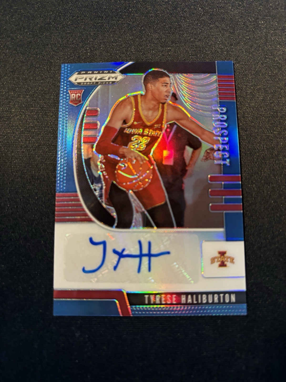 2020 Panini Draft Picks Tyrese Haliburton Rookie Auto Blue Prizm #/149