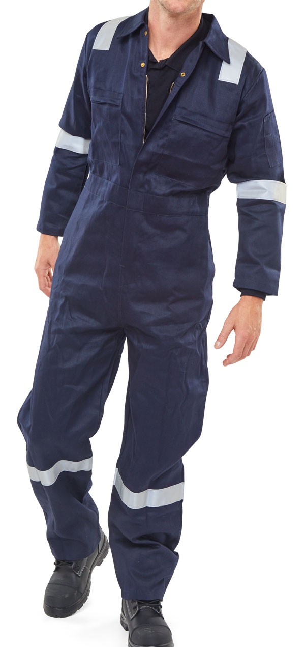 Beeswift Burgan Fire Retardant Anti-Static Boilersuit Navy Blue Size 46