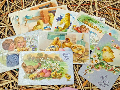 8 Vintage Tuck's Easter Postcards Chicks Eggs Children Series 101 103 112 113