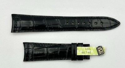 Jaeger-LeCoultre Alligator Armband Schwarz 20/16mm   Gebogener Anstoß   NEU/OVP