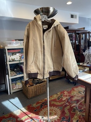 RedHead VTG Tan Canvas Hooded Bomber Jacket Men s XL Tall Lined