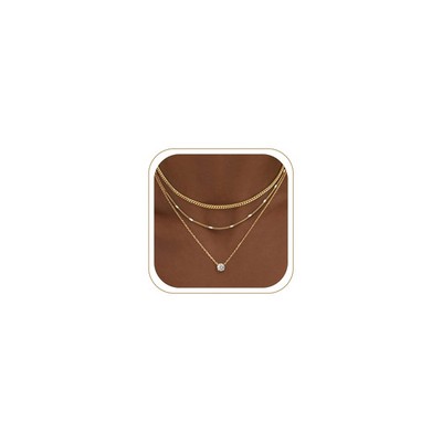14K Gold Layered Necklace Set   Non-Tarnish Stackable Pendant Jewelry