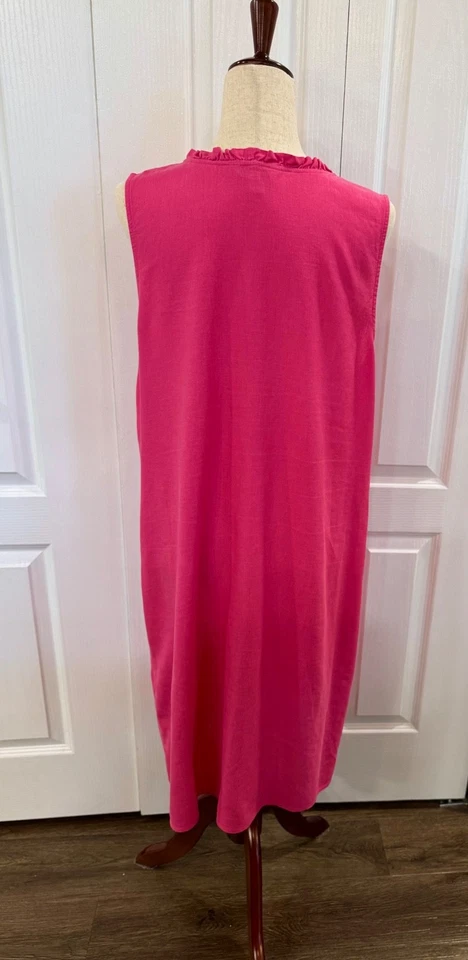 Cambio Rosa Mezcla Lino, Talla L, de Croft & Barrow, Sin Mangas, Volantes Cuello en V Foto 4 de 4