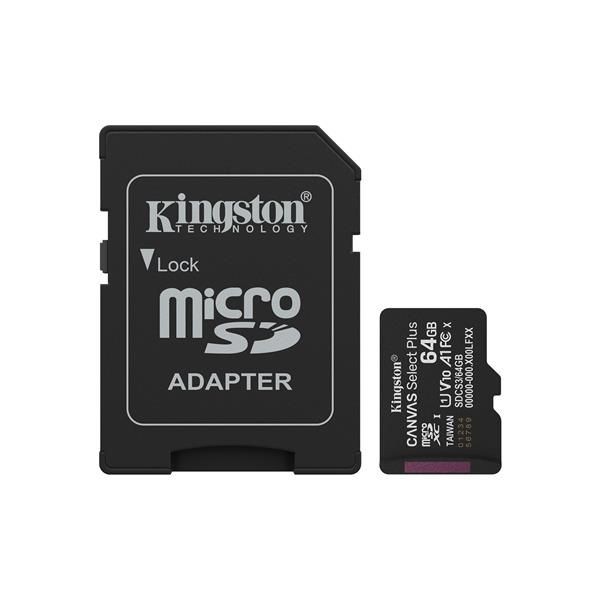 Memoria Sd Micro 128gb Kingston Clase 10 +  Adaptador Canvas Select Plus 100mb/s