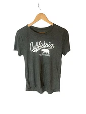New Modern Lux Women's Shirt California Short Sleeve Graphic Gray Size M