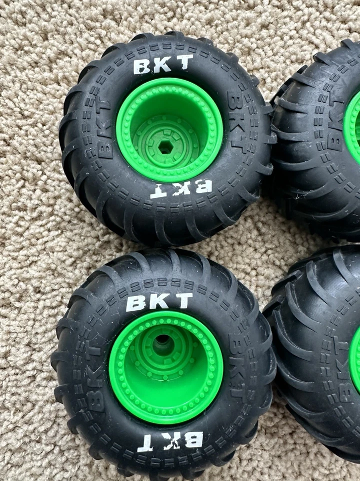 Spinmaster Grave Digger Monster Jam Replace 4” RC Truck Tires Wheels BKT 4 GREEN - Image 2 of 4