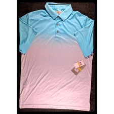 PGA Tour Mens Small Blue Ombre Short Sleeve Golf Polo Shirt... NEW 62.00 value 