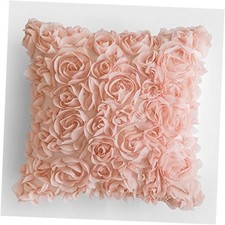 3D Rose Flower Pillow Cover Decorative 16" x 16" Pack of 1 1 Peach Pink