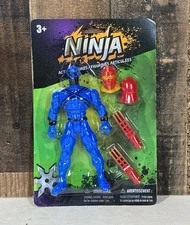 Ninja Action Figure Greenbrier International Articulated Blue NIP (package wear)