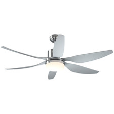 HOMCOM Reversible Ceiling Fan w/ Light, 6 Blades Indoor LED Lighting Fan, Silver