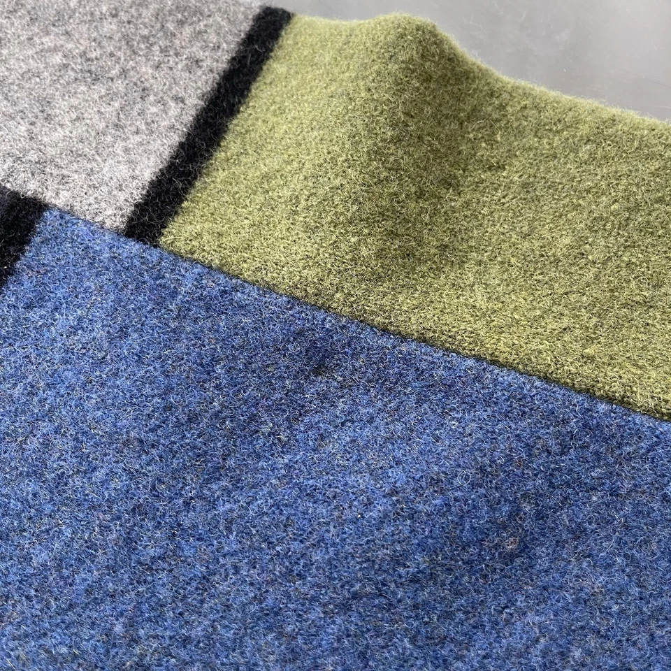 "Bufanda Robert Mackie of Scotland 100 % lana azul gris retazos 72"" X 9"" de largo" Foto 4 de 4