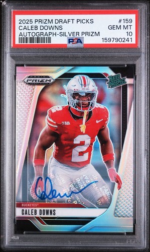 2025 Panini Prizm Draft Picks Caleb Downs Auto Silver #159 Buckeyes PSA 10