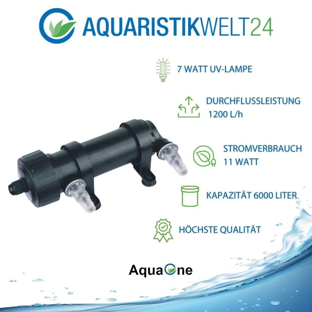 AquaOne Cuv 107 depuratore acqua UVC 7 Watt acquario laghetto alghicida depuratore foto 2