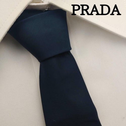 prada luxury silk tie plain black