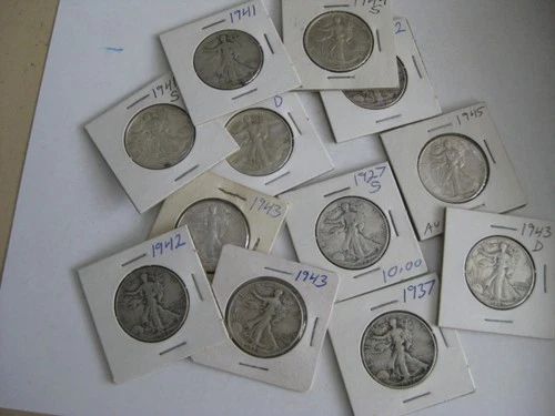 Lot of (12) Silver Walking Liberty Half Dollars  LOT  RB-29
