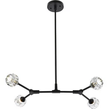 Elegant Lighting 3508D30BK Zayne 4 Light 29 inch Black Pendant Ceiling Light