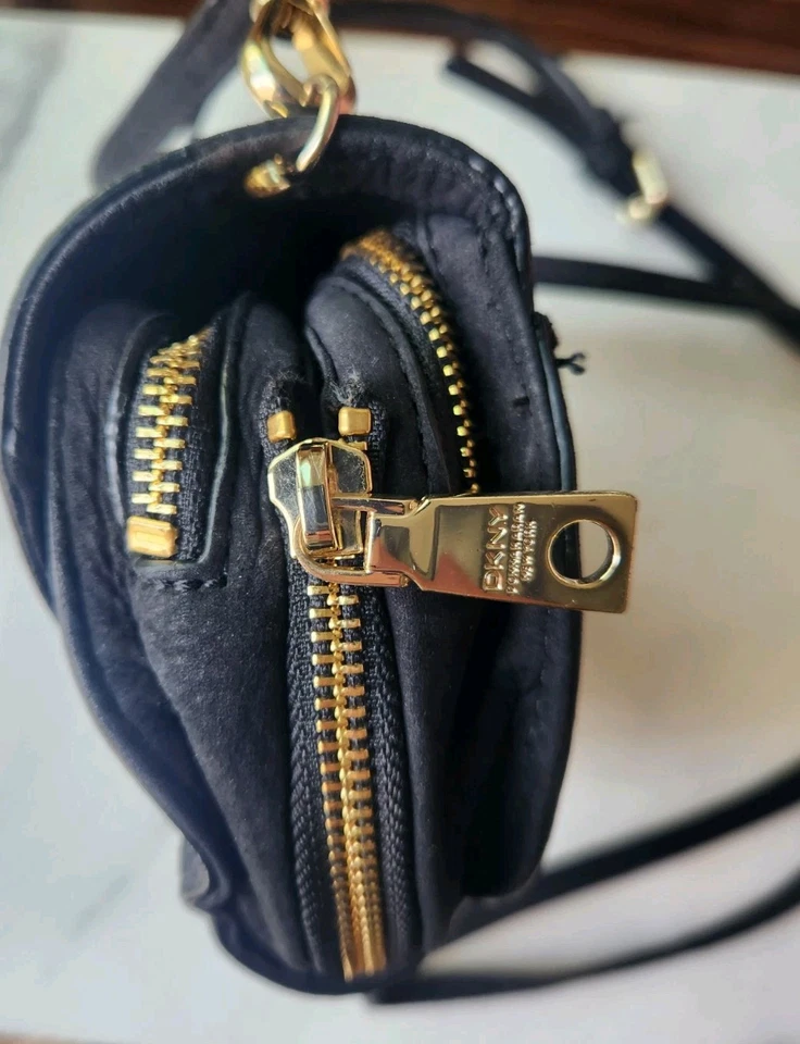 DKNY Suede Saddle Bag - Crossbody, Boho Foldable Purse With Card Holder - Image 3 of 4