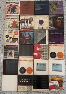 Lot of 26 Reel to Reel 7” Classical Musicals Honky Tonk Ampex Scotch Flower Drum