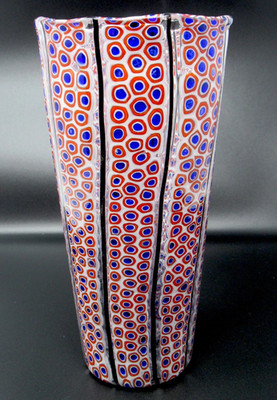 Super b SELTENE Murano Kunst Glas Ballarin Millefiori konische Vase prächtig