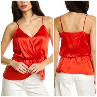 Cinq à Sept NWT Mirin Silk Top Chili Pepper Red Tank Blouse V-Neck Size XS