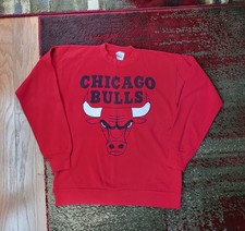 Vintage 90s Chicago Bulls Tultex Crewneck Sweatshirt Red Size L Fits Small USA