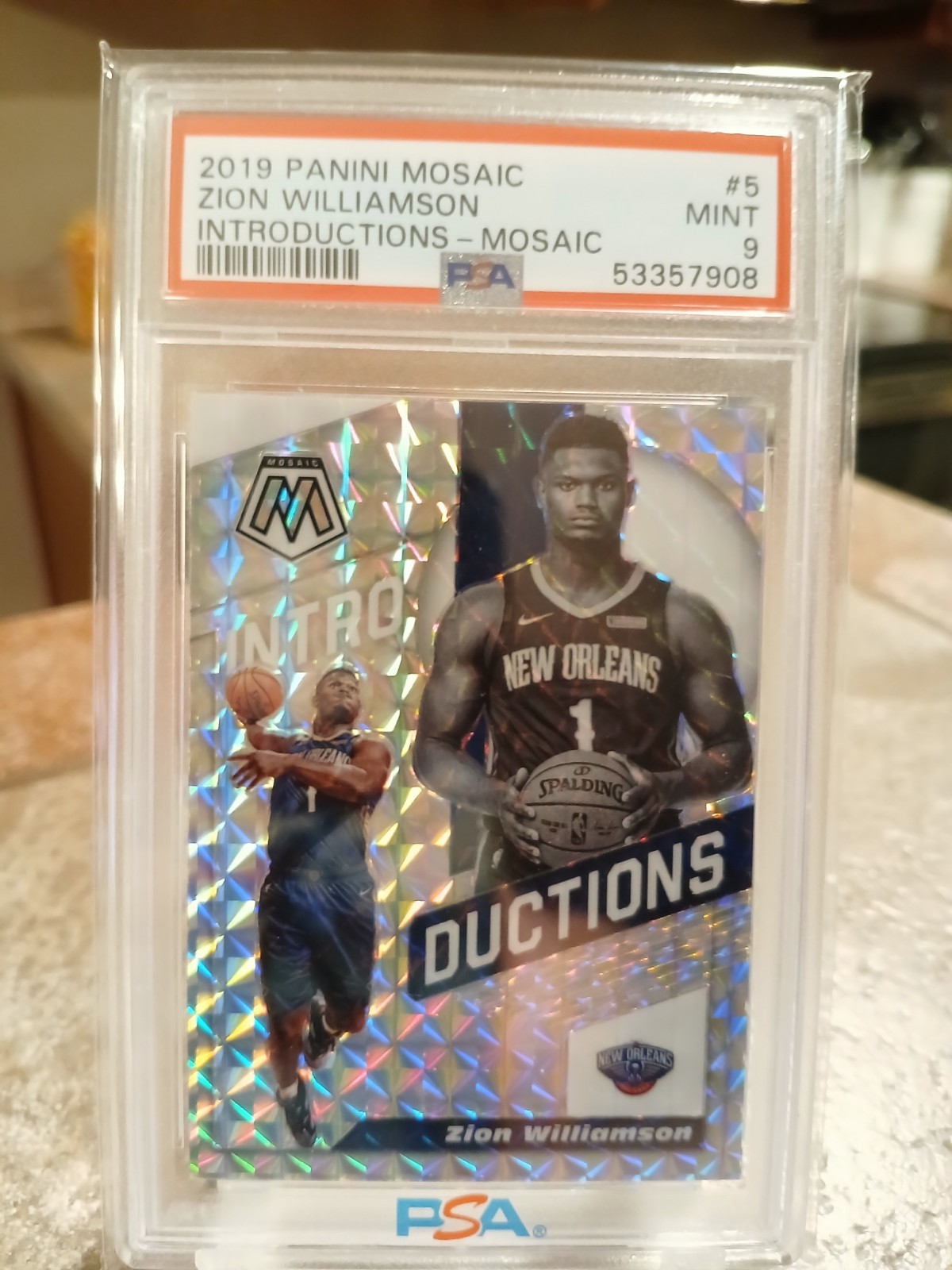 2019-20 Panini Mosaic Zion Williamson Introductions PSA 9 Mosaic