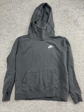 Nike Hoodie Womens Small Black Funnel Neck Pullover Sweatshirt Swoosh Logo