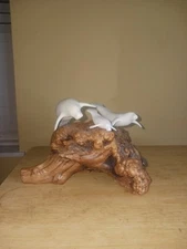 John Perry Signed Manatee Family Mother Calf Sea Life Sculpture Burl Wood
