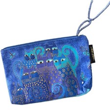Laurel Burch Cremallera Gatito Gato Maquillaje Cosmético Bolsa de Viaje Azul Real Sol y Arena