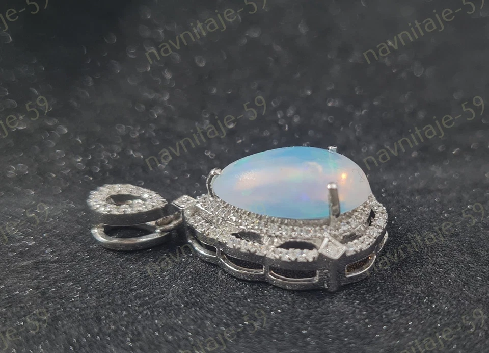 3.50Ct Pear Cut Simulated Fire Opal Pendant 18" Chain 14k White Gold Finish - Image 3 of 4