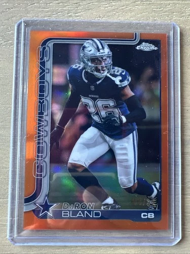 ✅ Topps 2025 Chrome Football Daron Bland Dallas Cowboys #82 Orange Refractor /25