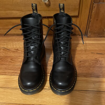 Martens Womens 1480W Black Patent Leather Lace Up Ankle