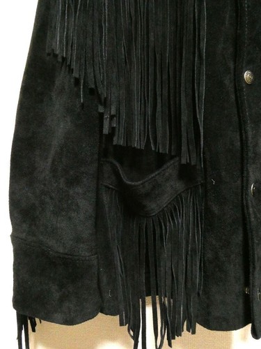 Schott 395 Suede Fringe Jacket Men size 38 Black Made In USA - Picture 4 of 5