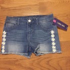 6 Cherokee Jean Shorts Girls Large Denim Adj Waist Boho Hippie Y2K Daisy Sparkle — photo 5