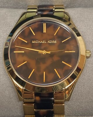 Michael Kors Women's Runway Gold-Tone Steel Tortoise Acetate Dial MK4284