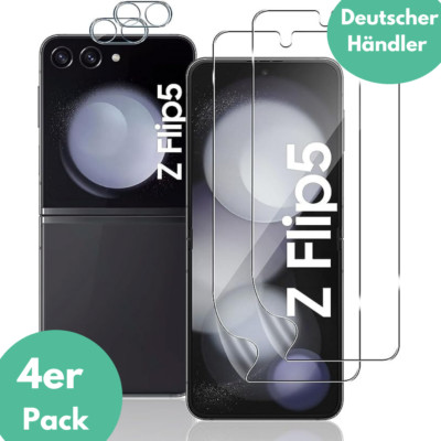 2X Panzerfolie für Samsung Galaxy Z Flip 5 5G Display Kamera Schutzglas TPU  