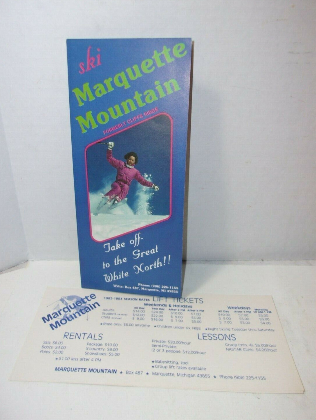 Marquette Mountain Ski Resort Pamphlet Booklet brochure vintage skiing Lodge 
