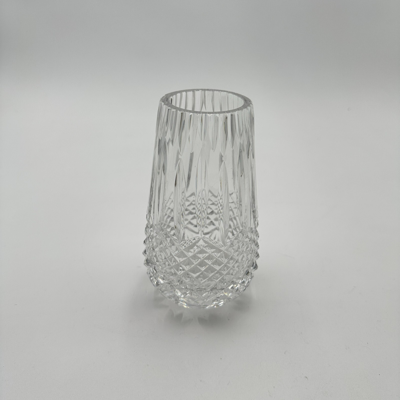 Vtg Tipperary Lead Crystal Vase Vertical Cuts Top Faceted Diamonds ~ 7" Ireland