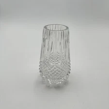 Vtg Tipperary Lead Crystal Vase Vertical Cuts Top Faceted Diamonds ~ 7" Ireland
