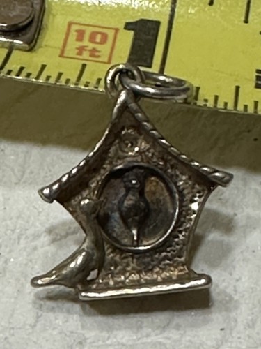 Sterling Silver 3D Birdhouse Bluebird Robin