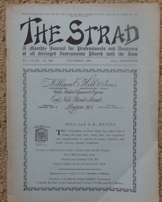 The Strad Magazine - December 1961 - Nicolo Gagliano - K Havas - Violins Cellos