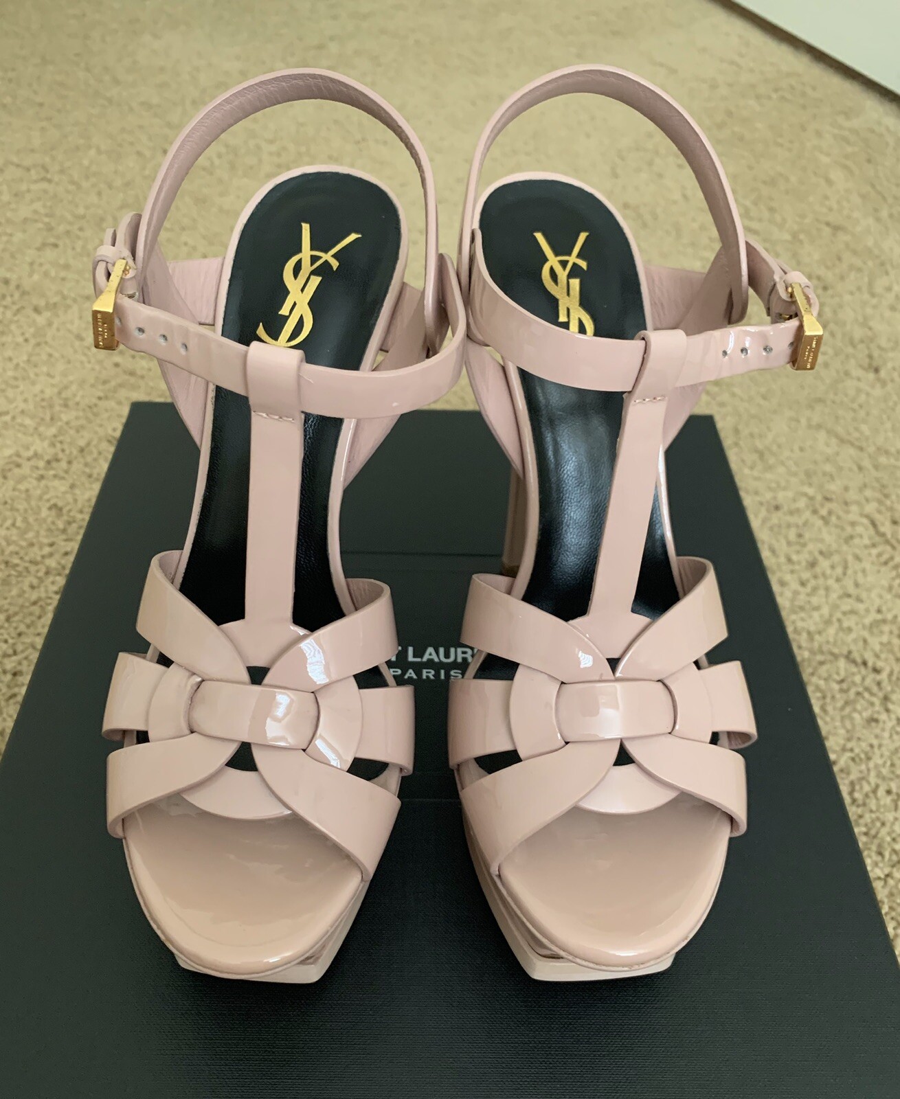 SAINT LAURENT SANDALI YSL TRIBUTE PLATEAU IN PELLE PATINATA 6 5