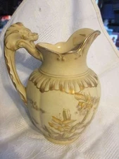 BONA FAMA EST. MELIOR LONA AUREA PITCHER beige and gold 7.75" floral - LUD 