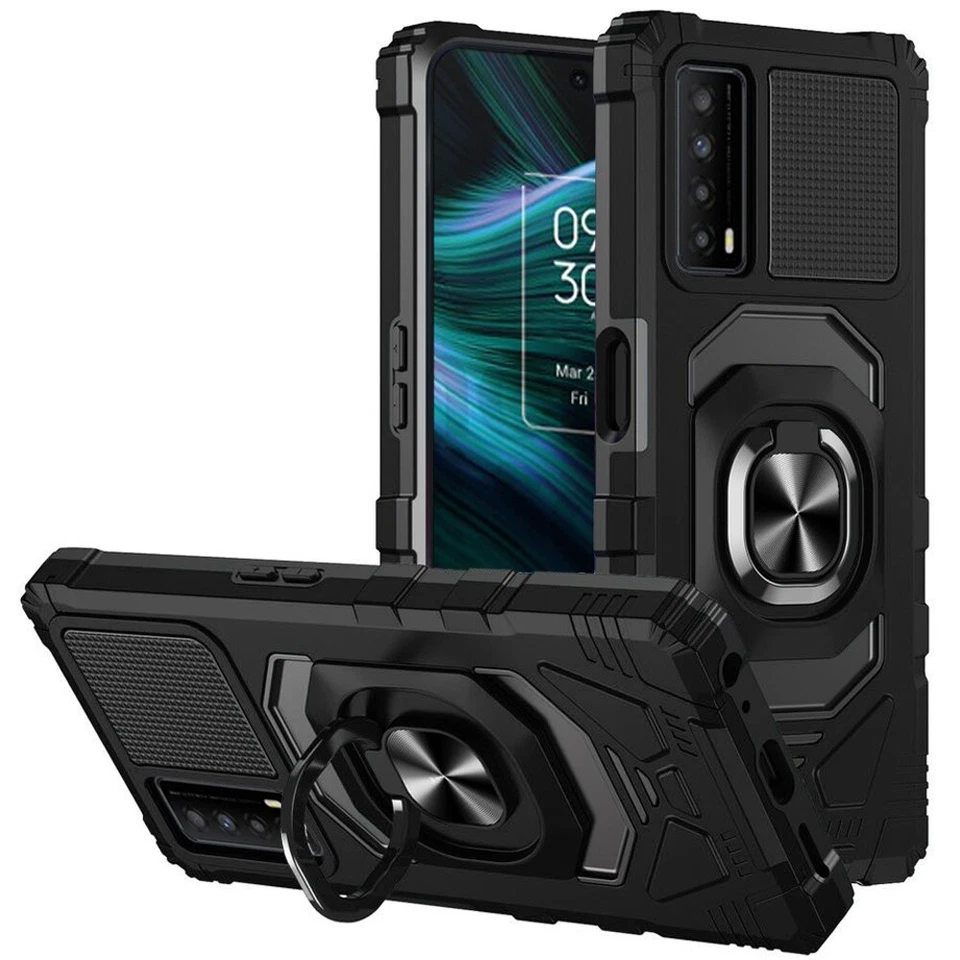 For TCL Stylus 5G with Glass Ring Magnetic Kickstand Phone Case Cover + Screen